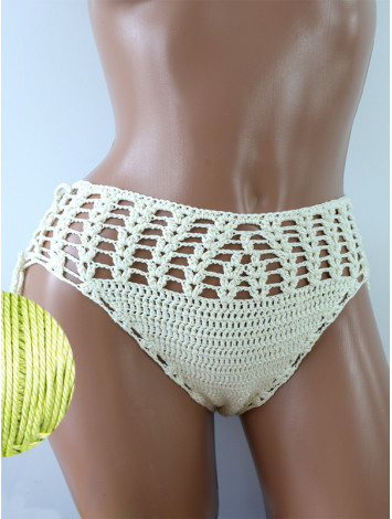 High-Waist Charmer: Cerulean Skies - Низ Бікіні В'язаний Гачком