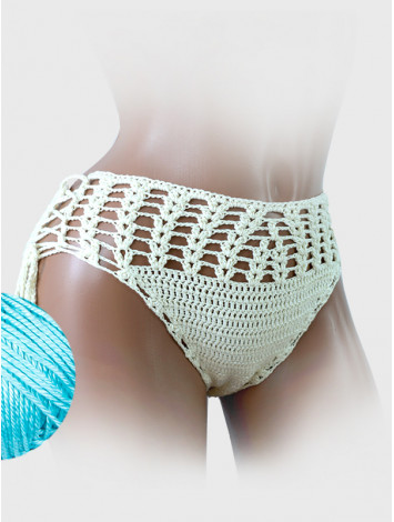 High-Waist Charmer: Cerulean Skies - Низ Бікіні В'язаний Гачком