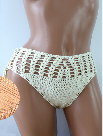 High-Waist Charmer: Cerulean Skies - Низ Бікіні В'язаний Гачком