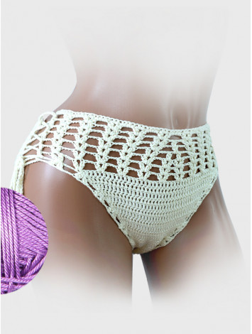 High-Waist Charmer: Cerulean Skies - Низ Бікіні В'язаний Гачком