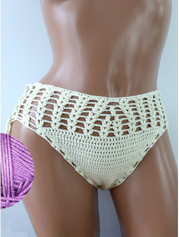 High-Waist Charmer: Cerulean Skies - Низ Бікіні В'язаний Гачком