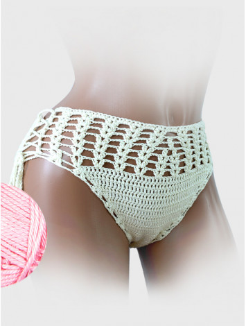 High-Waist Charmer: Cerulean Skies - Низ Бікіні В'язаний Гачком