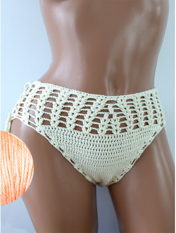 High-Waist Charmer: Cerulean Skies - Низ Бікіні В'язаний Гачком