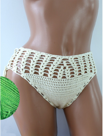 High-Waist Charmer: Cerulean Skies - Низ Бікіні В'язаний Гачком