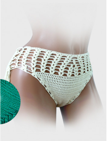 High-Waist Charmer: Cerulean Skies - Низ Бікіні В'язаний Гачком