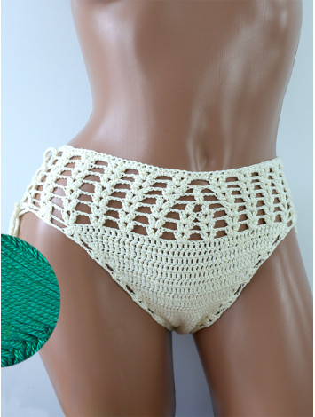 High-Waist Charmer: Cerulean Skies - Низ Бікіні В'язаний Гачком