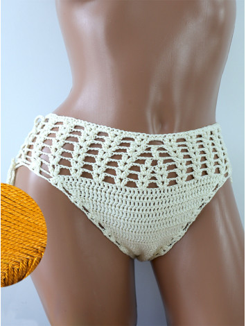 High-Waist Charmer: Cerulean Skies - Низ Бікіні В'язаний Гачком