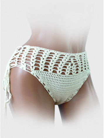 High-Waist Charmer: Cerulean Skies - Crochet Bikini Bottom