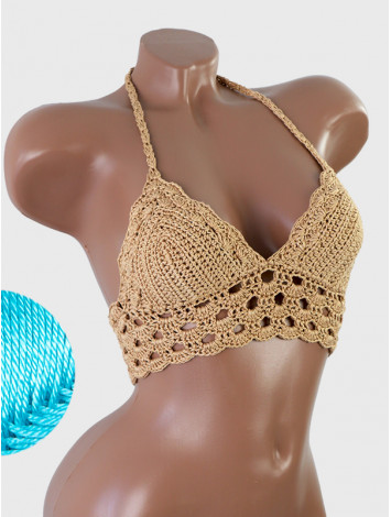 Mystical Mermaid Serenade: Oriental Pearl - Crochet Bikini Top