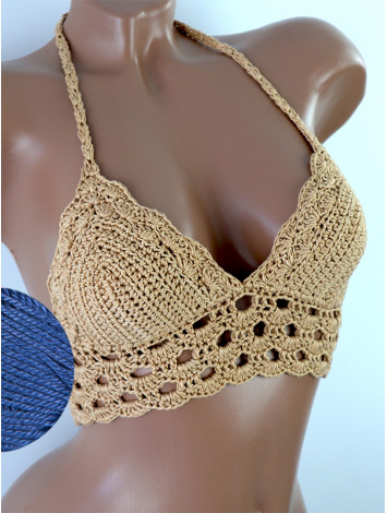 Mystical Mermaid Serenade: Oriental Pearl - Crochet Bikini Top