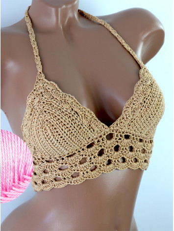 Mystical Mermaid Serenade: Oriental Pearl - Crochet Bikini Top