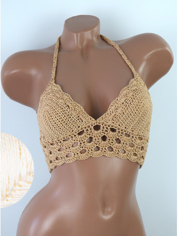 Mystical Mermaid Serenade: Oriental Pearl - Crochet Bikini Top