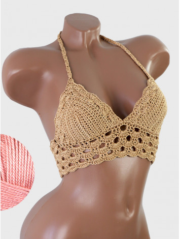 Mystical Mermaid Serenade: Oriental Pearl - Crochet Bikini Top