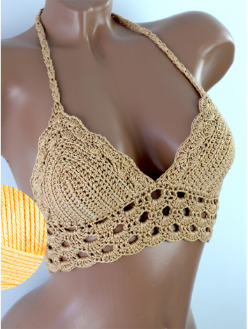 Mystical Mermaid Serenade: Oriental Pearl - Crochet Bikini Top