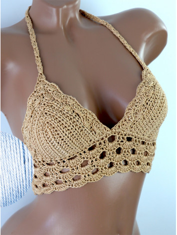 Mystical Mermaid Serenade: Oriental Pearl - Crochet Bikini Top