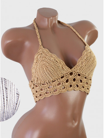 Mystical Mermaid Serenade: Oriental Pearl - Crochet Bikini Top
