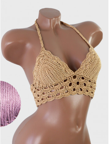 Mystical Mermaid Serenade: Oriental Pearl - Crochet Bikini Top