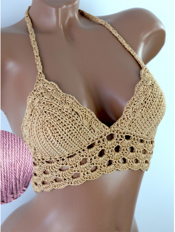 Mystical Mermaid Serenade: Oriental Pearl - Crochet Bikini Top