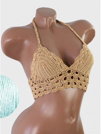 Mystical Mermaid Serenade: Oriental Pearl - Crochet Bikini Top