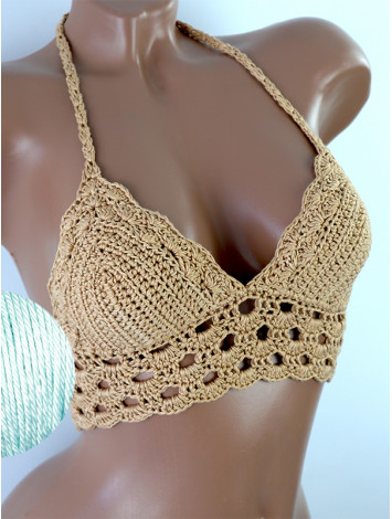 Mystical Mermaid Serenade: Oriental Pearl - Crochet Bikini Top