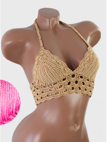 Mystical Mermaid Serenade: Oriental Pearl - Crochet Bikini Top