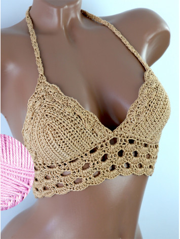 Mystical Mermaid Serenade: Oriental Pearl - Crochet Bikini Top