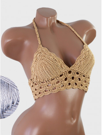Mystical Mermaid Serenade: Oriental Pearl - Crochet Bikini Top