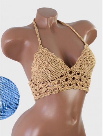 Mystical Mermaid Serenade: Oriental Pearl - Crochet Bikini Top