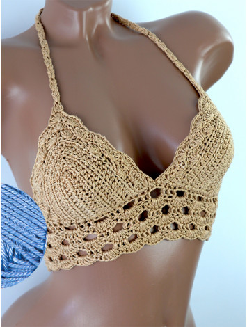 Mystical Mermaid Serenade: Oriental Pearl - Crochet Bikini Top