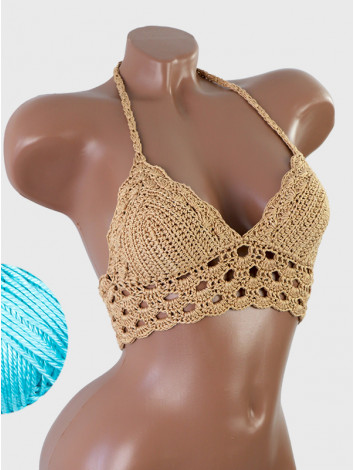 Mystical Mermaid Serenade: Oriental Pearl - Crochet Bikini Top