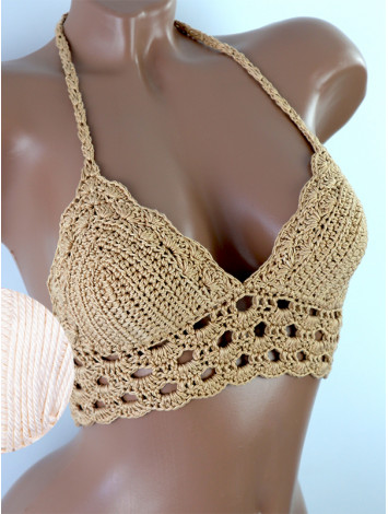 Mystical Mermaid Serenade: Oriental Pearl - Crochet Bikini Top