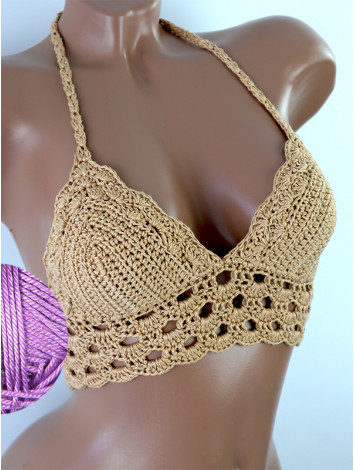 Mystical Mermaid Serenade: Oriental Pearl - Crochet Bikini Top