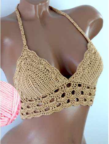 Mystical Mermaid Serenade: Oriental Pearl - Crochet Bikini Top