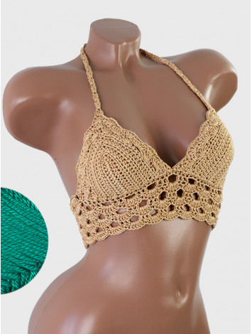 Mystical Mermaid Serenade: Oriental Pearl - Crochet Bikini Top