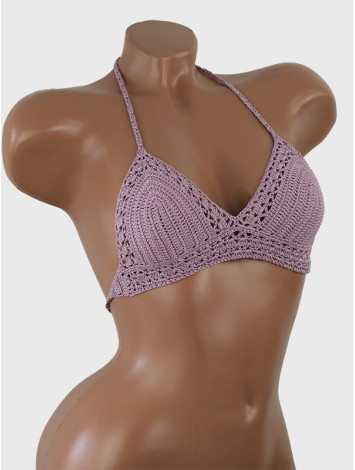 Aurora Cascade: Delicate Heavenly Lace - Crochet Bikini Top