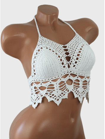 Stellar Lace Reverie: Galactic Enigmatic - Crochet Bikini Top